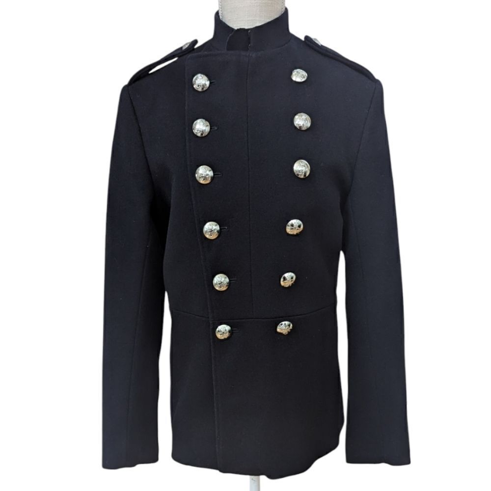 VTG 1950s British Fire Brigade Melton Woolen Tunic Double Breasted Navy Size 18
